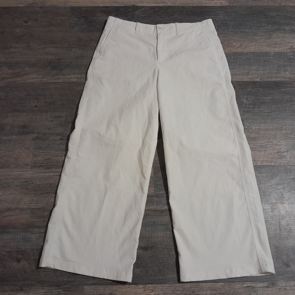 Vintage Polo By Ralph Lauren Corduroy Wide Leg Pants Ivory Women's Size 14